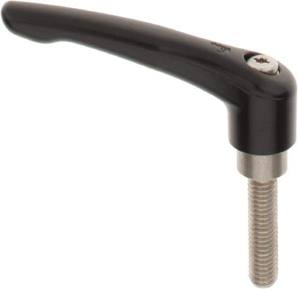 KIPP - 3/8-16, 0.83" Hub Diam, Zinc Die Cast (Stainless Steel Components) Threaded Stud Adjustable Clamping Lever - 1.57" Stud Length, 3.58" OAL, 2.15" High - USA Tool & Supply