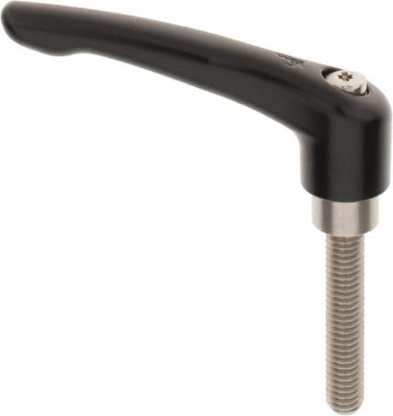 KIPP - 3/8-16, 0.83" Hub Diam, Zinc Die Cast (Stainless Steel Components) Threaded Stud Adjustable Clamping Lever - 1.97" Stud Length, 3.58" OAL, 2.15" High - USA Tool & Supply