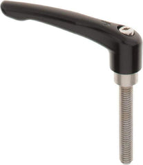 KIPP - 3/8-16, 0.83" Hub Diam, Zinc Die Cast (Stainless Steel Components) Threaded Stud Adjustable Clamping Lever - 2.36" Stud Length, 3.58" OAL, 2.15" High - USA Tool & Supply