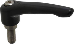 KIPP - 1/2-13, 1.06" Hub Diam, Zinc Die Cast (Stainless Steel Components) Threaded Stud Adjustable Clamping Lever - 1.18" Stud Length, 4.29" OAL, 2.48" High - USA Tool & Supply