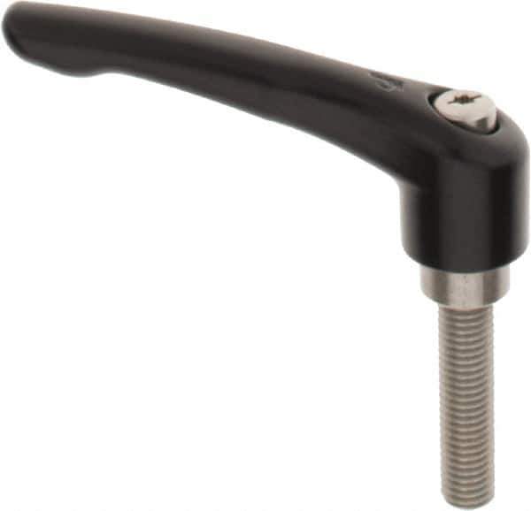 KIPP - M12 x 1.75, 27mm Hub Diam, Zinc Die Cast (Stainless Steel Components) Metric Threaded Stud Adjustable Clamping Lever - 50mm Stud Length, 109mm OAL, 63mm High - USA Tool & Supply