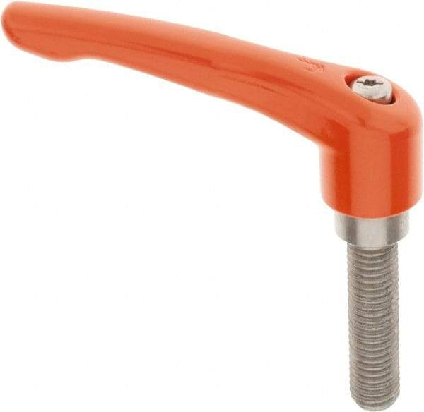 KIPP - 5/8-11, 1.22" Hub Diam, Zinc Die Cast (Stainless Steel Components) Threaded Stud Adjustable Clamping Lever - 2.36" Stud Length, 4.96" OAL, 2.87" High - USA Tool & Supply