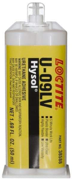 Loctite - 50 mL Cartridge Two Part Epoxy - 10 min Working Time, 1,146 psi Shear Strength, Series U-09LV - USA Tool & Supply