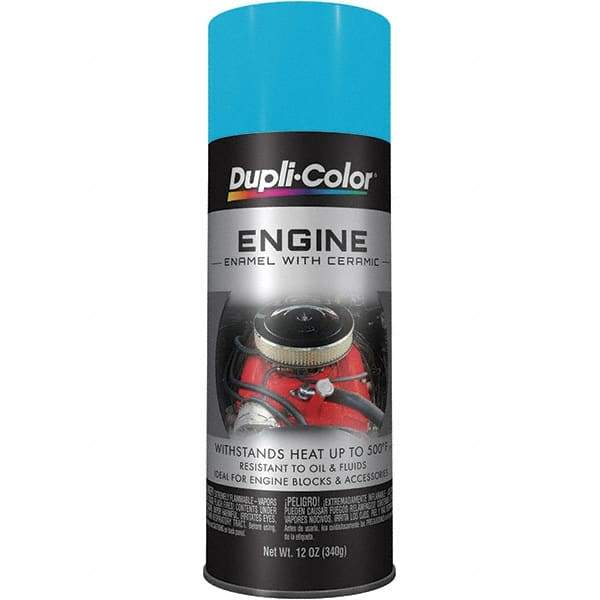 Dupli-Color - 12 oz Torque N' Teal Automotive Heat Resistant Paint - Gloss Finish, 500°F Max Temp, Comes in Aerosol Can - USA Tool & Supply