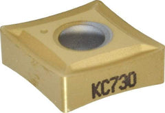 Kennametal - CNGP432 K Grade KC730 Carbide Turning Insert - TiN Finish, 80° Diamond, 1/2" Inscr Circle, 3/16" Thick, 1/32" Corner Radius - USA Tool & Supply