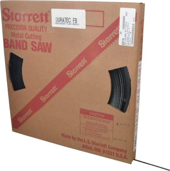 Starrett - 1/4" x 250' x 0.025" Carbon Steel Band Saw Blade Coil Stock - 10 TPI, Toothed Edge, Straight Form, Raker Set, Flexible Back, No Rake Angle, Constant Pitch, Contour Cutting - USA Tool & Supply