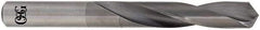 OSG - 11.6mm 135° Spiral Flute Solid Carbide Screw Machine Drill Bit - Bright Finish, Right Hand Cut, 54mm Flute Length, 92mm OAL, Standard Point, Straight Shank - USA Tool & Supply
