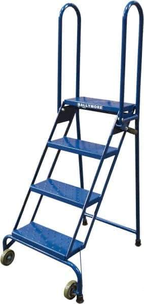 Ballymore - 65" 4 Step Ladder - Portable Folding Safety Ladder, 350 Lb Capacity, 40" Platform Height, 24" Base Width x 30" Base Depth, Perforated Tread - USA Tool & Supply