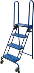 Ballymore - 65" 4 Step Ladder - Portable Folding Safety Ladder, 350 Lb Capacity, 40" Platform Height, 24" Base Width x 30" Base Depth, Perforated Tread - USA Tool & Supply