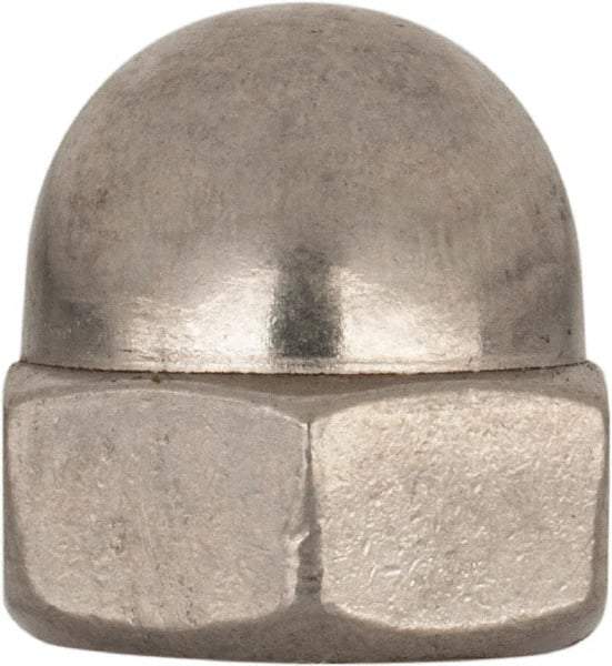 Value Collection - M10x1.5 Metric Coarse, 17mm Width Across Flats, Uncoated, Stainless Steel Acorn Nut - 18mm Overall Height, Austenitic A2, DIN 1587 - USA Tool & Supply