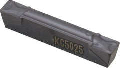 Kennametal - 03G GMN Grade KC5025, 3.18mm Cutting Width Carbide Grooving Insert - 3.4mm Max Depth of Cut, Neutral, 0.4mm Corner Radius, TiAlN Finish - USA Tool & Supply