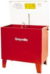 Graymills - Free Standing Solvent-Based Parts Washer - 20 Gal Max Operating Capacity, Steel Tank, 36" (Lid Close)/57" (Lid Open) High x 36" Long x 22" Wide, 115 Input Volts - USA Tool & Supply