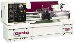 Clausing - 15-3/4" Swing, 50" Between Centers, 230/460 Volt, Triple Phase Engine Lathe - 4MT Taper, 7-1/2 hp, 25 to 2,000 RPM, 2-1/8" Bore Diam, 49" Deep x 51" High x 99" Long - USA Tool & Supply