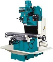 Clausing - 15" Table Width x 60" Table Length, Variable Speed Pulley Control, 3 Phase Knee Milling Machine - NT40 Spindle Taper, 5 hp - USA Tool & Supply