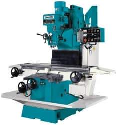 Clausing - 15" Table Width x 60" Table Length, Electronic Variable Speed Control, 3 Phase Knee Milling Machine - NT40 Spindle Taper, 5 hp - USA Tool & Supply