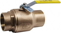 Conbraco - 1" Pipe, Standard Port, Lead Free Bronze Standard Ball Valve - 2 Piece, Solder x Solder Ends, Lever Handle, 600 WOG, 150 WSP - USA Tool & Supply