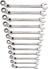 GearWrench - 12 Piece, 8mm to 19mm, 12 Point Combination Wrench Set - Metric Measurement Standard, Chrome Finish - USA Tool & Supply