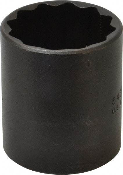 Proto - 1-3/16", 1/2" Drive, Standard Hand Socket - 12 Points, 1-3/4" OAL, Alloy Steel, Black Finish - USA Tool & Supply
