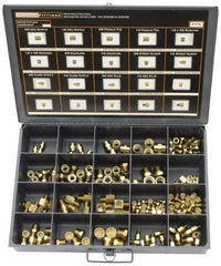 Cerro - 180 Piece, Compression Fitting Kit - 1/8 to 1/2 NPT, Mixed Tube Sizes - USA Tool & Supply