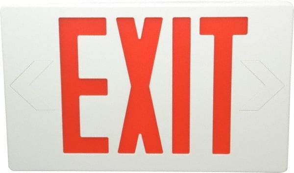 Mule - 1 Face, 5 Watt, White, Polycarbonate, LED, Illuminated Exit Sign - 120/277 VAC, Nickel Cadmium, Universal Mounted, 12 Inch Long x 1-1/2 Inch Wide x 7-1/2 Inch High - USA Tool & Supply