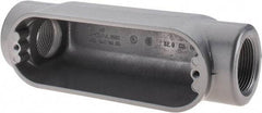 Thomas & Betts - C Body, 1-1/4" Trade, IMC, Rigid Aluminum Conduit Body - Oval, 7-7/8" OAL, 32 cc Capacity, Gray - USA Tool & Supply