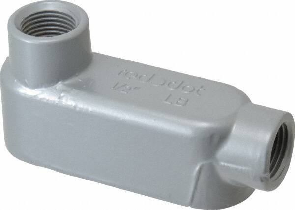 Thomas & Betts - LB Body, 1/2" Trade, IMC, Rigid Aluminum Conduit Body - Oval, 4-9/32" OAL, 4.3 cc Capacity, Gray - USA Tool & Supply