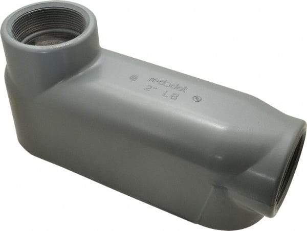 Thomas & Betts - LB Body, 2" Trade, IMC, Rigid Aluminum Conduit Body - Oval, 9-13/16" OAL, 69-1/2 cc Capacity, Gray - USA Tool & Supply