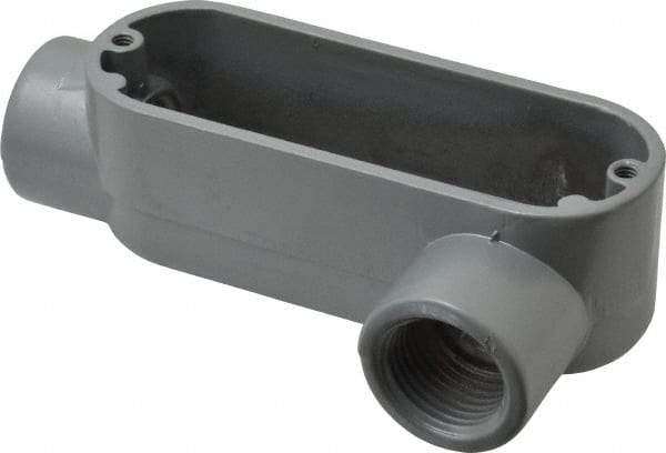 Thomas & Betts - LL Body, 1/2" Trade, IMC, Rigid Aluminum Conduit Body - Oval, 3-1/2" OAL, 4.3 cc Capacity, Gray - USA Tool & Supply