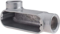 Thomas & Betts - LL Body, 1" Trade, IMC, Rigid Aluminum Conduit Body - Oval, 4-7/8" OAL, 11.8 cc Capacity, Gray - USA Tool & Supply