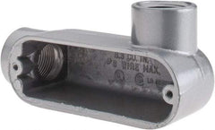 Thomas & Betts - LR Body, 1-1/2" Trade, IMC, Rigid Aluminum Conduit Body - Oval, 6-1/2" OAL, 32 cc Capacity, Gray - USA Tool & Supply