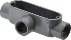 Thomas & Betts - T Body, 1/2" Trade, IMC, Rigid Aluminum Conduit Body - Oval, 4-3/8" OAL, 4.3 cc Capacity, Gray - USA Tool & Supply