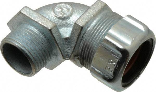 Thomas & Betts - 3/4 to 0.88" Cable Capacity, Liquidtight, Elbow Strain Relief Cord Grip - 3/4 NPT Thread, Iron - USA Tool & Supply