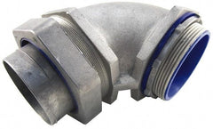 Thomas & Betts - 3-1/2" Trade, Die Cast Zinc Compression Angled FMC & Liquidtight Conduit Connector - Partially Insulated - USA Tool & Supply