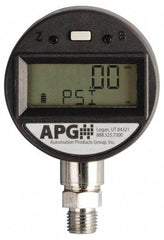 Made in USA - 2-1/2" Dial, 1/4 Thread, 0-10,000 Scale Range, Pressure Gauge - Lower Connection Mount, Accurate to 0.25% of Scale - USA Tool & Supply