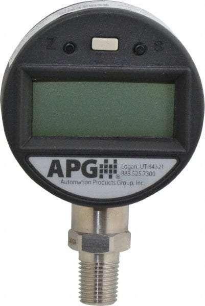 Made in USA - 2-1/2" Dial, 1/4 Thread, 0-300 Scale Range, Pressure Gauge - Lower Connection Mount, Accurate to 0.25% of Scale - USA Tool & Supply