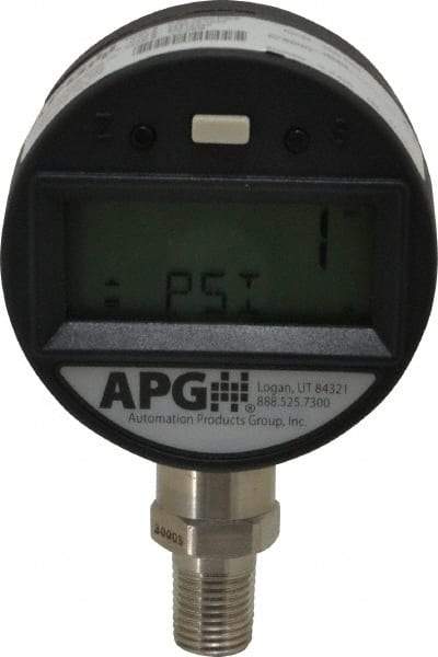 Made in USA - 2-1/2" Dial, 1/4 Thread, 0-3,000 Scale Range, Pressure Gauge - Lower Connection Mount, Accurate to 0.25% of Scale - USA Tool & Supply