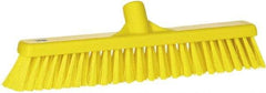 Vikan - 16" Fine Particle Synthetic Push Broom - 2" Bristle Length, Plastic Block, European Threaded Handle Connection - USA Tool & Supply