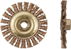 Ampco - 6" OD, 5/8-11 Arbor Hole, Knotted Phosphorus Bronze Alloy Wheel Brush - 6" Face Width, 1-1/4" Trim Length, 9,000 RPM - USA Tool & Supply