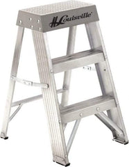 Louisville - 2 Steps, 2' High, Type IA Rating, Aluminum Step Ladder - 300 Lb Capacity, 16-5/8" Base Width - USA Tool & Supply