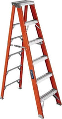 Louisville - 4 Steps, 4' High, Type IAA Rating, Fiberglass Step Ladder - 375 Lb Capacity, 18-3/16" Base Width - USA Tool & Supply