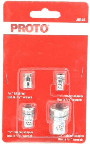 Proto - 1/4, 3/8, 1/2" Drive, Ratcheting Wrench Adapter Set Inch - 1-1/8" OAL - USA Tool & Supply