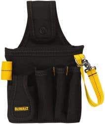 DeWALT - 5 Pocket General Purpose Holster - Ballistic Polyester, Black & Yellow, 6-3/4" Wide x 10-1/2" High - USA Tool & Supply