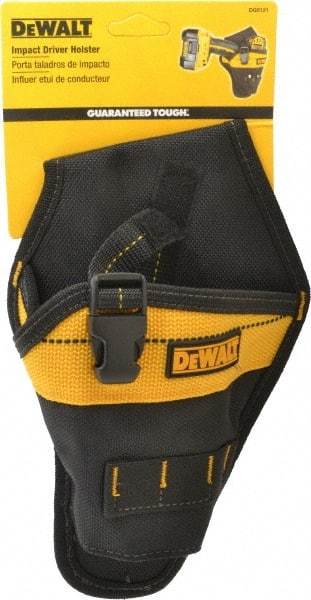 DeWALT - 1 Pocket Drill/Impact Driver Holster - Ballistic Polyester, Black & Yellow, 6" Wide x 9" High - USA Tool & Supply