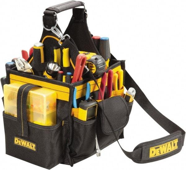 DeWALT - 23 Pocket Black & Yellow Polyester Tool Bag - 10-1/2" Wide x 8-1/2" Deep x 10" High - USA Tool & Supply