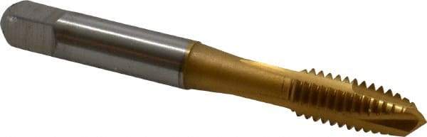 Accupro - 5/16-18 UNC, 3 Flute, TiN Finish, Powdered Metal Spiral Point Tap - Plug Chamfer, Right Hand Thread, 2-23/32" OAL, 2B Class of Fit - Exact Industrial Supply