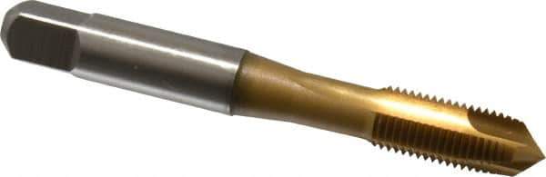 Accupro - 3/8-24 UNF, 3 Flute, TiN Finish, Powdered Metal Spiral Point Tap - Plug Chamfer, Right Hand Thread, 2-15/16" OAL, 3B Class of Fit - Exact Industrial Supply