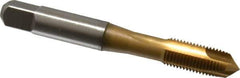 Accupro - 3/8-24 UNF, 3 Flute, TiN Finish, Powdered Metal Spiral Point Tap - Plug Chamfer, Right Hand Thread, 2-15/16" OAL, 3B Class of Fit - Exact Industrial Supply