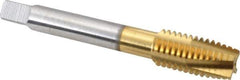 Accupro - 1/2-13 UNC, 3 Flute, TiN Finish, Powdered Metal Spiral Point Tap - Plug Chamfer, Right Hand Thread, 3-3/8" OAL, 2B Class of Fit - Exact Industrial Supply