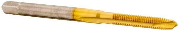 Accupro - M3x0.50 Metric Coarse, 2 Flute, TiN Finish, Powdered Metal Spiral Point Tap - Plug Chamfer, Right Hand Thread, 1-15/16" OAL, 6H Class of Fit - Exact Industrial Supply
