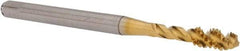 Accupro - #6-32 UNC 3 Flute 3B Modified Bottoming Spiral Flute Tap - Powdered Metal, TiN Finish, 2" OAL, Right Hand Flute, Right Hand Thread, H2 - USA Tool & Supply